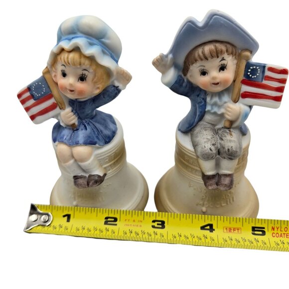 Albert E. Price 1974 Patriotic Boy & Girl Ceramic Bell Figurines Japan - Picture 7 of 12